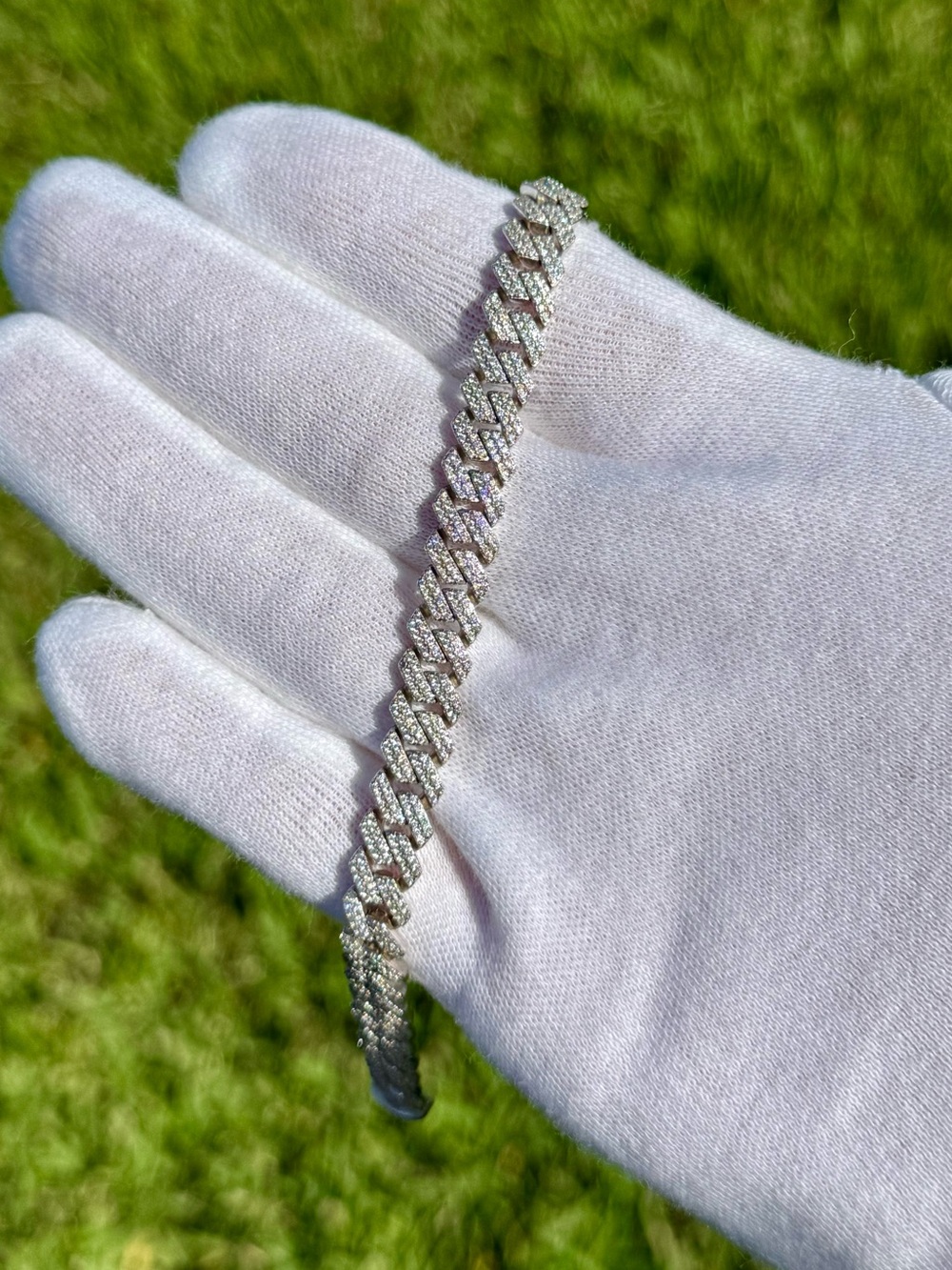 925 Silver, 3.4CTW Moissanite Square Miami Cuban Bracelet